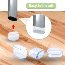 4 PIEZAS Protector de pata de mueble Tapa de pie de mesa y silla transparente Cubierta de goma resistente al desgaste Reduce el ruido Protege el piso