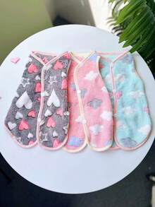 PETSIN 1件星月珊瑚絨基本背心夾克,開放式後背和保暖設計,適合小型和中型寵物(貓狗)在秋冬室內和戶外穿著 - 粉色 - 查看 4