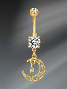 CIZME 1 件时尚不锈钢蝴蝶肚脐环，适合女士日常装饰，14G 金肚脐环心形方晶锆石肚脐环肚脐穿孔首饰肚脐环穿孔身体首饰 - 多色-2 - 查看 13