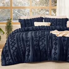 Bedsure Summer Vacation Bedding Set (Holiday Essentials), Tufted Boho Comforter Set, GentleSoft™ 3 Pieces Farmhouse Shabby Chic Embroidery Bedding, High-Quality Polyester Microfiber Summer Bedding Set, Cal King/King/Queen/Full/Twin/Twin XL Cooling Comforter Set, Soft Bedding Set Gift For Graduation/Vacation/Birthday Decoration/Back To School, For Room Decor, Home Decor, Bedroom Decor, Dorm Decor, Father's Day Gift - Hải quân - Xem 1