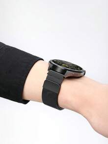 1 Stück Damen Herren Mode Schwarzes Milanesisches Schlaufenmetallarmband kompatibel mit Samsung Amazfit Smartwatch, universell 18mm 20mm 22mm Edelstahl Magnetisches Uhrenarmband kompatibel mit Samsung Galaxy Watch 7/6/5/4/3 40mm/44mm, kompatibel mit Galaxy Active 2 40mm/44mm, kompatibel mit Samsung Galaxy Watch 3 42mm 46mm