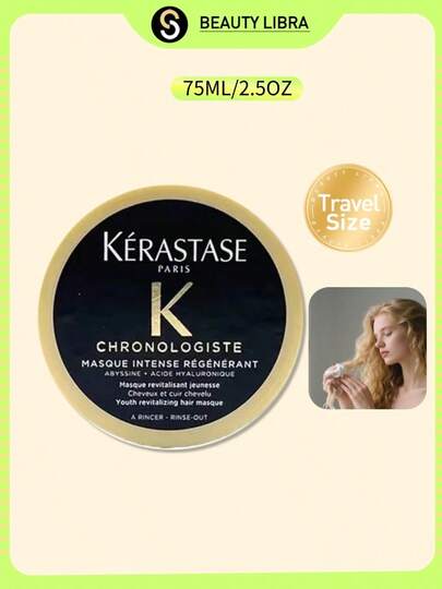 Kérastase Chronologiste Hair Mask, Suitable For Dull, Fragile Hair, Anti-Aging, Moisturizing And Nourishing, Improving Scalp Health, Repairing Damaged Hair, Locking In Moisture, Travel Size Mini, 75ml/2.53oz