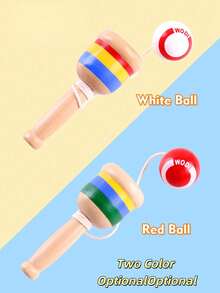 Joivida 經典杯球遊戲 - 木製拋接玩具，用於手眼協調，適合兒童和成人的復古技巧遊戲，白色和紅色