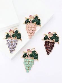 时尚水钻葡萄胸针 女士植物别针 礼服西装别针配饰 派对宴会礼物