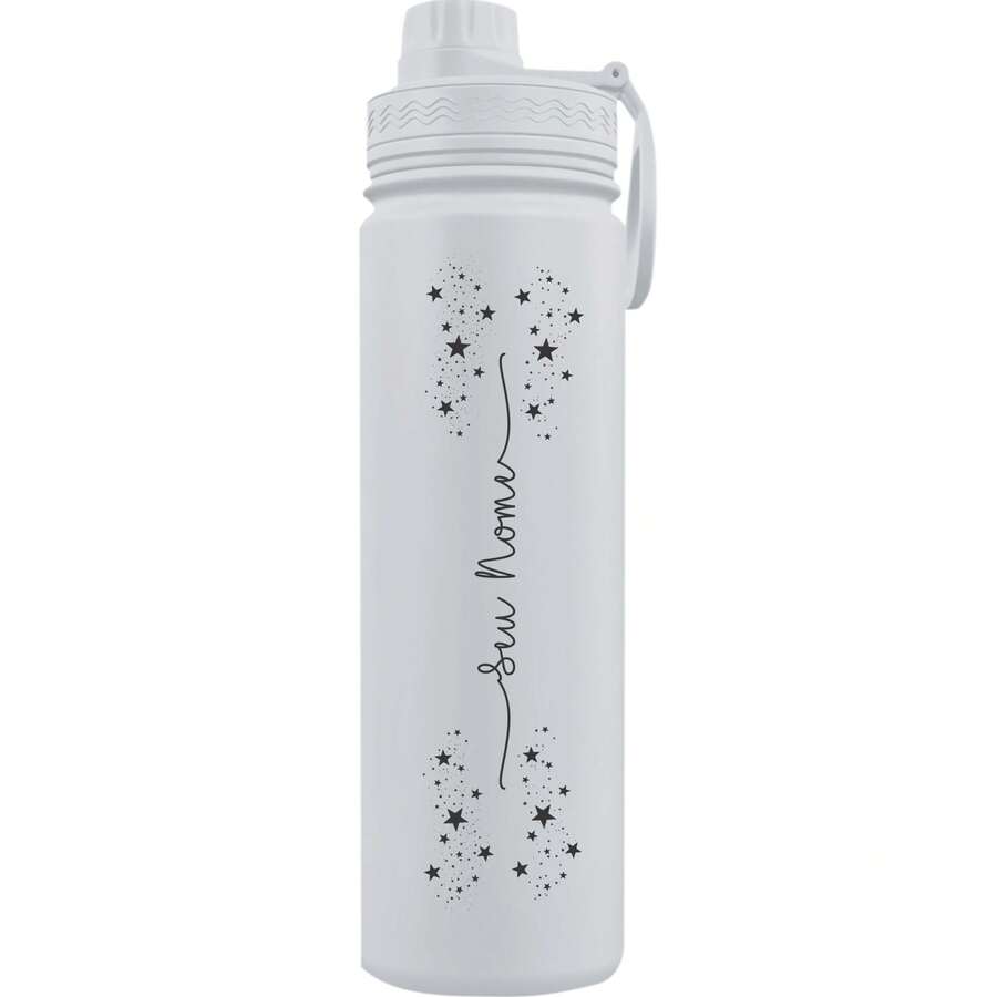 Fresh Thermal Bottle With Personalized Stars Handle With Name - White - View 1