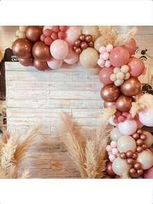51/26pcs/Dusty Pink Blush Balloons, Retro Boho Pink Balloons Cream White Balloon Pearl Light Rose And Metallic Rose Gold Confetti Balloon For Girls Baby Shower Woman Birthday Wedding Party Decorations - Multicolor - View 6