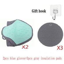 قفاز خبز متعدد الوظائف من السيليكون مع وسادة عازلة للحرارة - قفاز مطبخ مضاد للحرق مناسب للأطباق والصواني والأطباق - إكسسوار ضروري للمنزل