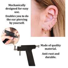 专业穿耳枪，含 30 件白钻耳钉和 50 件塑料耳环，适用于沙龙家用穿耳套装 - 小黑槍套餐 - 查看 9