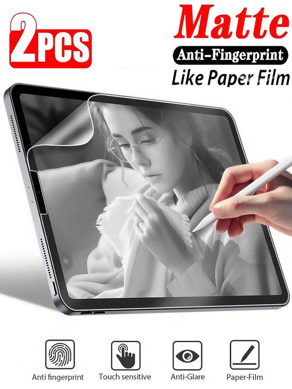 2 piezas de película mate antibrillo, antihuellas dactilares y antirayones para protector de pantalla de tableta compatible con Samsung Galaxy Tab S9 S8 S7 S9FE S10+ S10 FE A9 A9+ S8+ S9+ de 12.4 pulgadas / Compatible con iPad Air Pro 11 13 5ta/6ta/7ma/8va/9na/10ma/11ma 2025 2024 de 11 pulgadas y 13 pulgadas / Compatible con Xiaomi Redmi / Compatible con Huawei Matepad / Honor Película de protección ocular para oficina compatible con Apple Pencil Película suave, no de vidrio