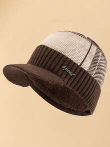 JZML 1pc Men Letter Decor Knit Hat Halloween - Coffee Brown - View 5