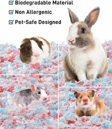 BUCATSTATE 70L Ropa De Cama para Hámster Y Pequeños Animales, 99% Libre De Polvo, Control De Olores, 3X Expansión, para Hámsteres, Cobayas, Conejos, Jerbos, Chinchillas (Blanco) - Blanco - Ver 7