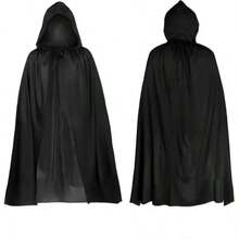 1pc Halloween Cosplay Costume Death Reaper Hooded Cape Cloak, Horror Black Robe, Christmas