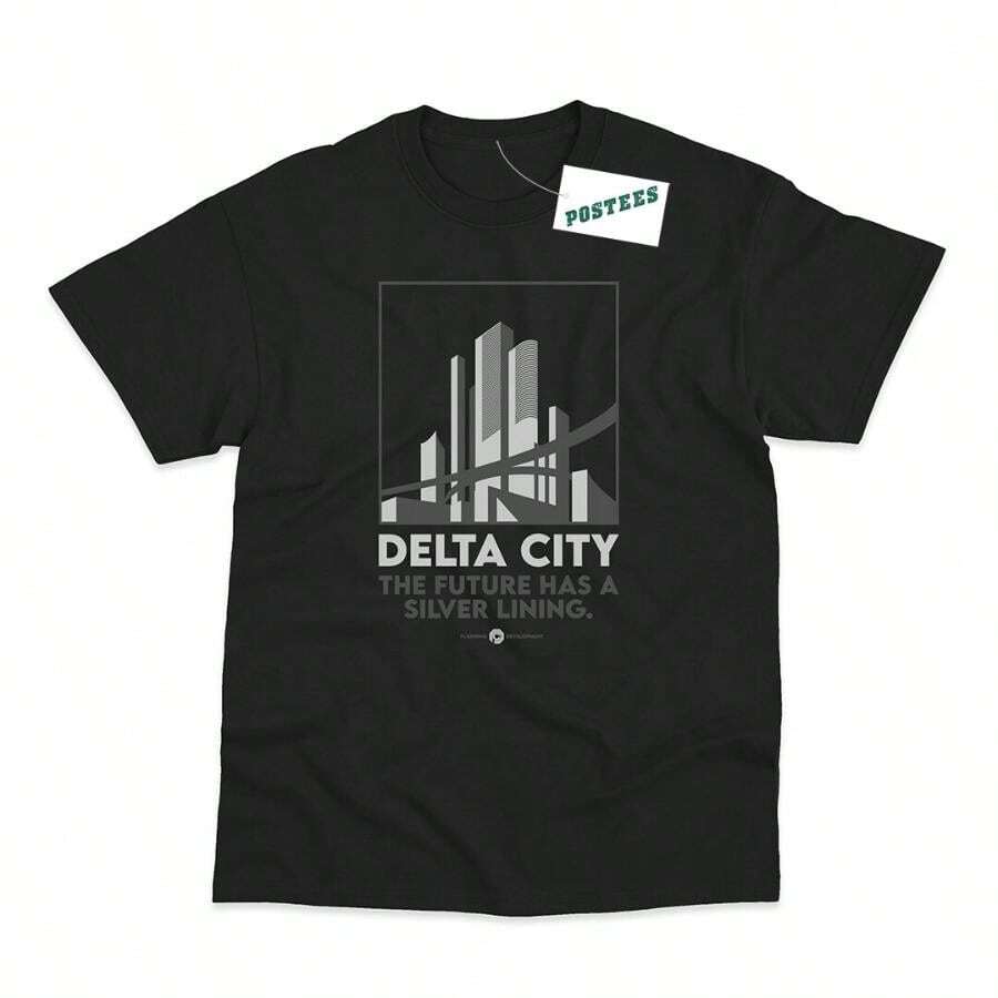 Delta City Inspired By Robocop Direct To Garment Printed T-Shirt - 黑色 - 查看 1