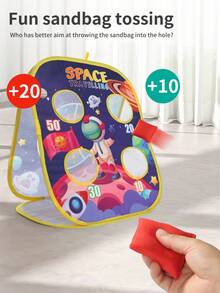 Space Theme Toss Toy Set, Early Education Parent-Child Game, Suitable For Boys And Girls, Children's Hand-Eye Coordination Training, 6pcs Sticky Space Balls + 8pcs Sand Bags, Interactive Competition Game, Spacecraft Ball Set, Kindergarten Competition Toy, Sensory Integration Training Gift, Christmas/Halloween/Thanksgiving Party Game Props, Children's Birthday Gift