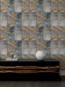 1 Roll 1m/3m/5m Vintage Blue Gray Geometric Stone Pattern Removable And Self-Adhesive Vinyl Wallpaper, DIY Home Decor For Bedroom, Kitchen, Living Room, Bathroom, Cabinet, Furniture Renewal Wall Paper Wall Stickers Room Decor Wall Decor Wallpaper Peel And Stick Bathroom Decor