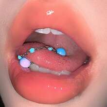 Colorful Hypoallergenic Stainless Steel Tongue Studs Gothic Piercing Chain Punk Tongue Studs Unique Statement Tongue Rings Surgical Steel Body Piercing Jewelry For Women