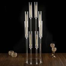 Vincidern 1PC 8 Arm Clear Candelabra Candle Holder For Wedding Table Centerpieces,38.5 Inches Tall Floor Arcylic Candlesticks Candle Holder With Removable Lampshade For Table Dinner Birthday Party Fireplace Decoration,No Candles Included - 8頭透明燭台 - 查看 5