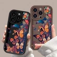 Butterfly Floral Design Shockproof Phone Case Compatible With  16E 16 15 14 13 12 11 Pro Max XR XS X 7 8 16 15 Plus SE2 Matte Cover, Cover Compatible With  17 Pro Max Case,  17 Pro Case,  17 Case,  16 Pro Max Case - 2 - 查看 3