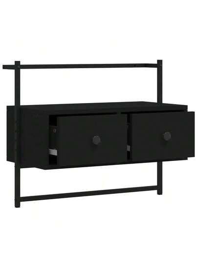 VidaXL Wand Mounted TV Cabinet 60.5x30x51 Cm, Finished Wood, Zwart view 5