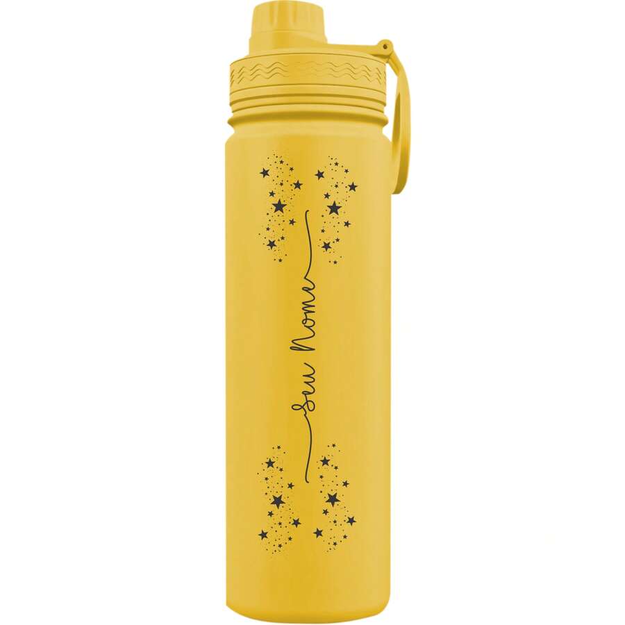Fresh Thermal Bottle With Personalized Stars Handle With Name - Yellow - View 1