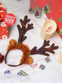 2pcs Christmas Atmosphere Night Light, LED Christmas Headband Atmosphere Night Light With Reindeer Antlers And Bells, Christmas Fairy, Holiday Decoration Lights For Christmas Party Decor, Birthday Party Decor, Outdoor Decor, Wedding Decor, Suitable For Christmas, Valentine's Day, Mother's Day, Father's Day, Can Be Used As Birthday Gift, Christmas Gift Christmas Decoration XMAS Decor Christmas Tree Gift Decor Thanksgiving Wedding Birthday Decorations For Gifts Garden Holiday Halloween Ornaments