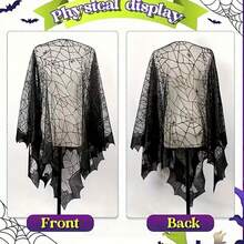 1 Piece Of Halloween Spider Web Bat Cape, European And American Black Festival Shawl Cape, Warp Knitted Costume Props - A - View 12