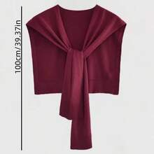 1pc Knitted Shawl Women's Outer Wear With Skirt, High-End Fashion, Foreign Style And Versatile Small Shoulder For Dress - Angola Red - View 6