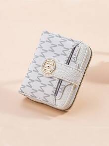 Dompet Motif Huruf Tekstur Leci Terbaru, Banyak Slot Kartu, Gaya Pendek, Dompet Kecil Tebal, Fashion Korea, Tas Tangan Wanita, Dompet Koin Mini Vintage untuk Wanita, Dompet Mini, Dompet Kecil, Dompet Lucu - Putih - View 6