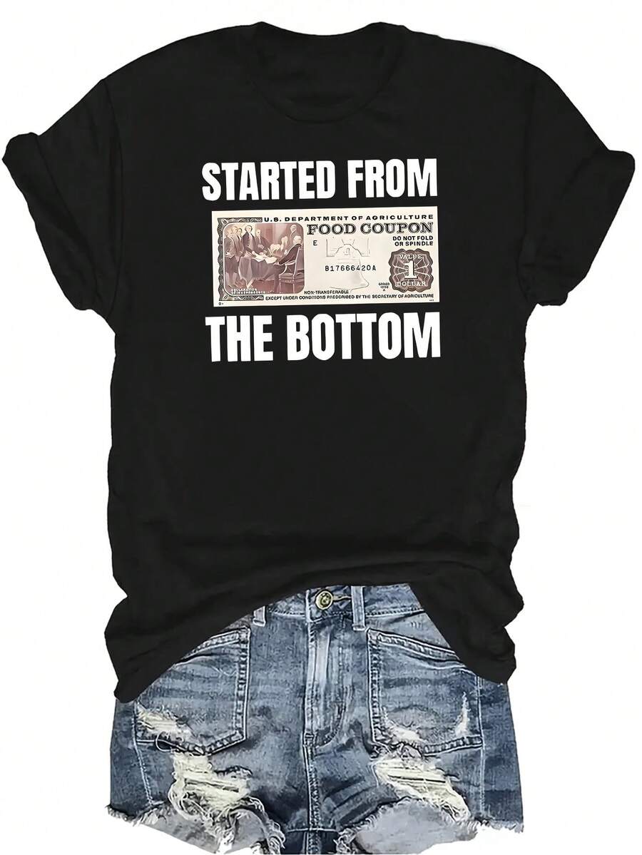 Camiseta de moda para mujer, unisex, de verano, casual, transpirable, con cuello redondo, de manga corta, de uso versátil, adecuada para adolescentes y adultos - Negro - Ver 1