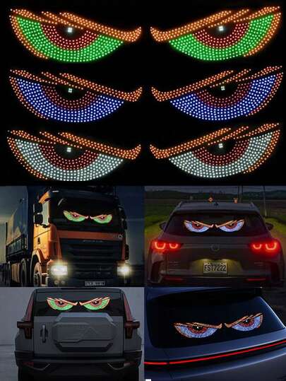 2 PIEZAS Luces de Ojo de Demonio para Parabrisas de Automóvil - Iluminación Ambiente LED USB para Automóvil con 11 Modos Dinámicos - Instalación Fácil Plug & Play - Luces DRL de Ojo de Demonio para SUV, Camiones, Autocaravanas - Iluminación Decorativa de Acento Azul Frío para Interior/Exterior - Resistente al Agua, Apto para la Mayoría de Automóviles/SUV y Otros Vehículos.