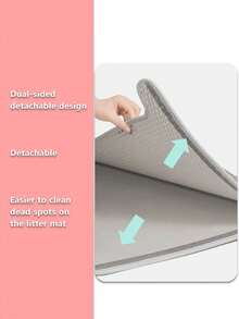 1pc Premium Eva Material Cat Litter Mat, Double Layer Single Entrance, Closure, Removable And Washable, For Indoor Home Use - Silver - View 7