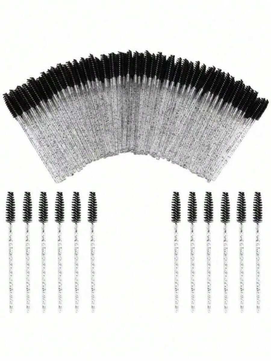 50/100 件一次性黑色睫毛刷睫毛膏棒睫毛眉毛刷迷你化妆刷 - 黑色 - 查看 1