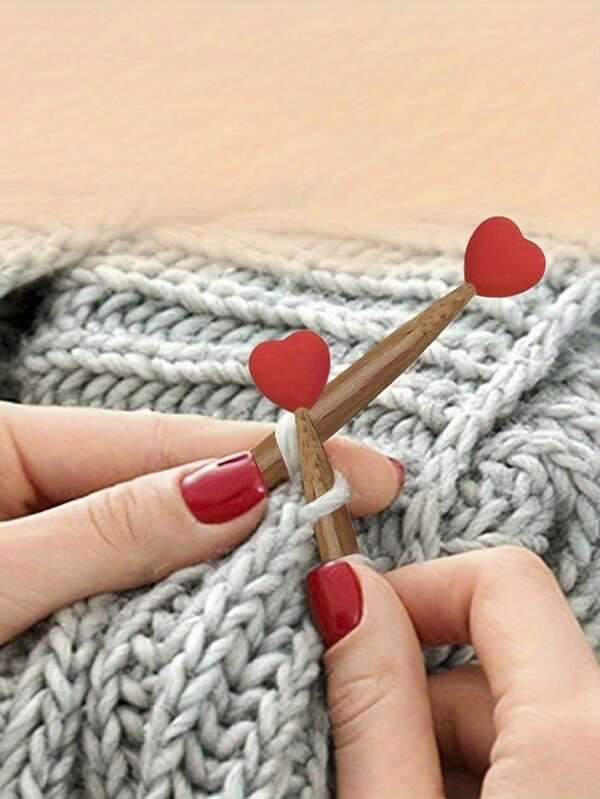 1/2/5 piezas Puntas de agujas de tejer con forma de corazón rojo, cuentas de gran orificio de alta calidad, protectores antideslizantes para accesorios de tejer, manualidades con cuentas, joyería y accesorios para el cabello
