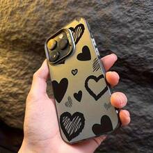 Fashionable Black Shockproof Phone Case With Fun Soft Edges, Compatible With For 16, 11, XR, XS Max, 12, 13, 14, 15 Plus Pro Max, For Couples. - Black - View 3