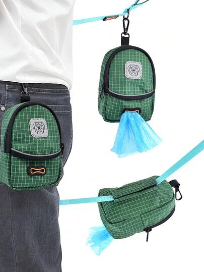 Bolsa para petiscos de cachorro para passear e treinar animais de estimação com suporte para sacos de cocô, pequena pochete com zíper, kit dispensador de lanches para filhotes, coleira e uso externo
