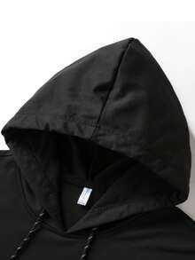 1pc Men's Casual Pullover Hoodie Sweatshirt, Minimalist Spring/Autumn Layering Top - Black - View 5