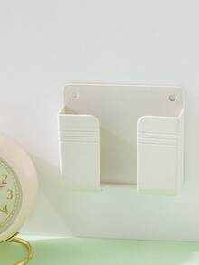 Wall-Mounted Phone Charging Box Holder, Adhesive Remote Control Holder Base, No Drilling Required Wall Storage Rack