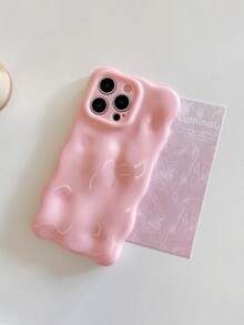 1pc Glossy Jelly Macaroon Squeeze Soft TPU Protective Phone Case With Cloud Wave Edge, Compatible With IPhone 17 Pro Max, 16, 16 Pro Max, 16 Pro, 16 Plus - Pink - View 6