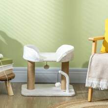PawHut Cat Tree Tower Scratcher With Bed For Indoor Cats, White - White - View 7