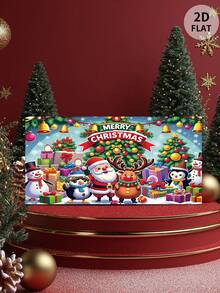 1pc 2D Flat Christmas Banner, Santa Claus, Reindeer, Penguin, Holiday Decor, Cross-Border Hot Seller, Classic Christmas Theme Design, Father Christmas, Cute & Adorable Style, Home Decor, Christmas Decoration Christmas Decorations Room Decor