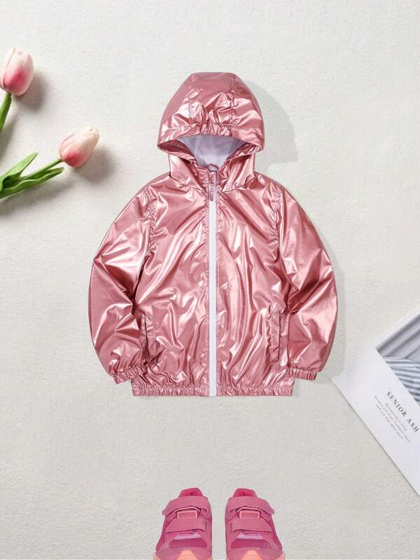 Girls' Princess Style Casual Loose Bright Color Waterproof Windbreaker Jacket