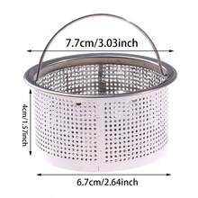 1 pieza Colador de fregadero de acero inoxidable de tamaño pequeño - Protector de drenaje de cocina eficiente, fácil de limpiar, anti-obstrucción, anti-óxido, apto para lavavajillas - Accesorio de cocina esencial para uso doméstico, restaurante y comercial - Plateado - Ver 11