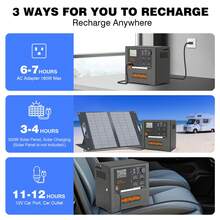 Hepway Portable Power Station 1500W Peak, Foldable Soft-Touch Handle With 1154Wh Large Capacity Solar Power Bank, USB-C PD 60W Backup Lithium Battery Pack Solar Generator For Outdoor Camping, CPAP, Emergency Backup Home Blackout, Hunting Traveling(Solar Panel Not Included) - Black - View 8