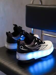GUANGLAN USB Rechargeable LED Light Up Roller Shoes Wheeled Skate Sneakers For Boys Girls Kids