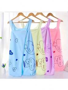 Szlafrok z nadrukiem kreskówkowym, 1/3 szt., spaghetti straps + czepek prysznicowy, zestaw, różne kolory. Przenośny strój kąpielowy, szlafrok bez ramiączek, superchłonny, szybkoschnący, miękki i przyjazny dla skóry, niepylący i łatwy w praniu. Nadaje się do łazienek, domu i salonów kosmetycznych. - Szlafrok (rozmiar: 70*150 cm) Czepek do suszenia włosów (rozmiar: 32*66 cm) - Wielokolorowy losowy - Zobacz 2