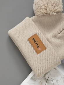 1/2/3件双绒球婴儿针织帽纯色羊毛钩针帽毛绒球儿童套头帽冬季保暖儿童无檐帽 - 彩色 - 查看 10