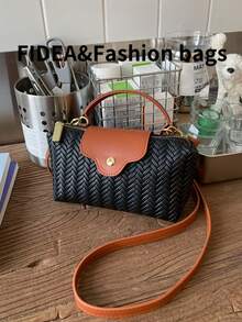 New Fashionable Solid Color Minimalist PU Bucket Bag, Elegant High-End Handbag, Suitable For Work, Shopping, Dating, Versatile - Black - View 5