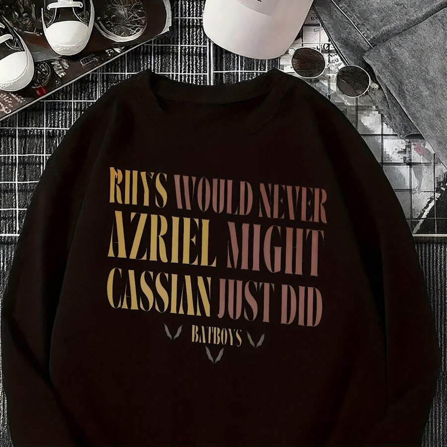 Misa Bat Boys, Misa ACOTAR, Rhysand, Sarah J Maas, Book Boyfriend, Team Bat Boys, Suéter De Libros, Night Court, Mia Romantasy, Cian Pm 0001220G High-Quality Pure Cotton Long Sleeves - I For Vacation, Beach Activities, And Daily Outings, A Warm Gift For And Family - 黑 - 查看 1