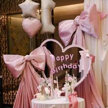 1 件巨型豪华蝴蝶结装饰 - 80x150 厘米缎面婚礼拱门背景套件，带飘逸丝带，适用于婚礼、新娘送礼会、单身派对、生日、圣诞派对装饰（红色/粉色）