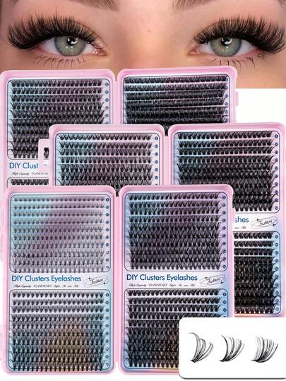 800 piezas - Kit de extensión de pestañas de gran capacidad, pestañas 50D+60D+80D+100D, crea un maquillaje de ojos natural, pestañas postizas sintéticas impermeables de 10-16 mm, pestañas individuales 3D, portátil y reutilizable, adecuado para uso diario, vacaciones, maquillaje diario, cosplay y talla grande